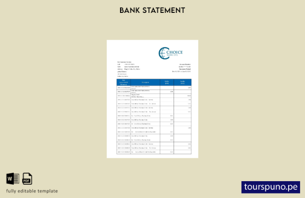 listo para imprimir plantilla de word   extracto bancario de Belize Choice
